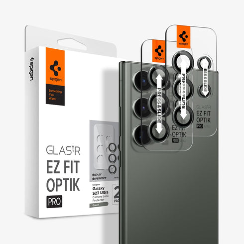 AGL05950 - Galaxy S23 Ultra EZ Fit Optik Pro Lens Protector in black showing the device
